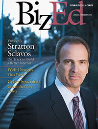 BizEd Magazine January/February 2005 cover featuring Stratton Sclavos