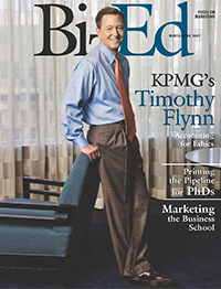 BizEd Magazine March/April 2009 cover featuring Timothy Flynn