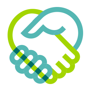 handshake icon two color green and teal