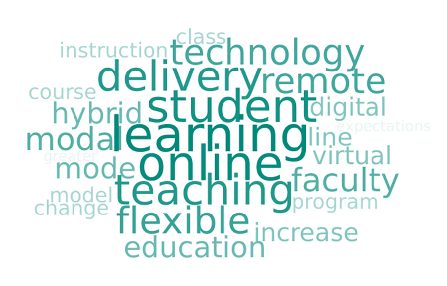 Word cloud showing effects of pandemic on b-schools